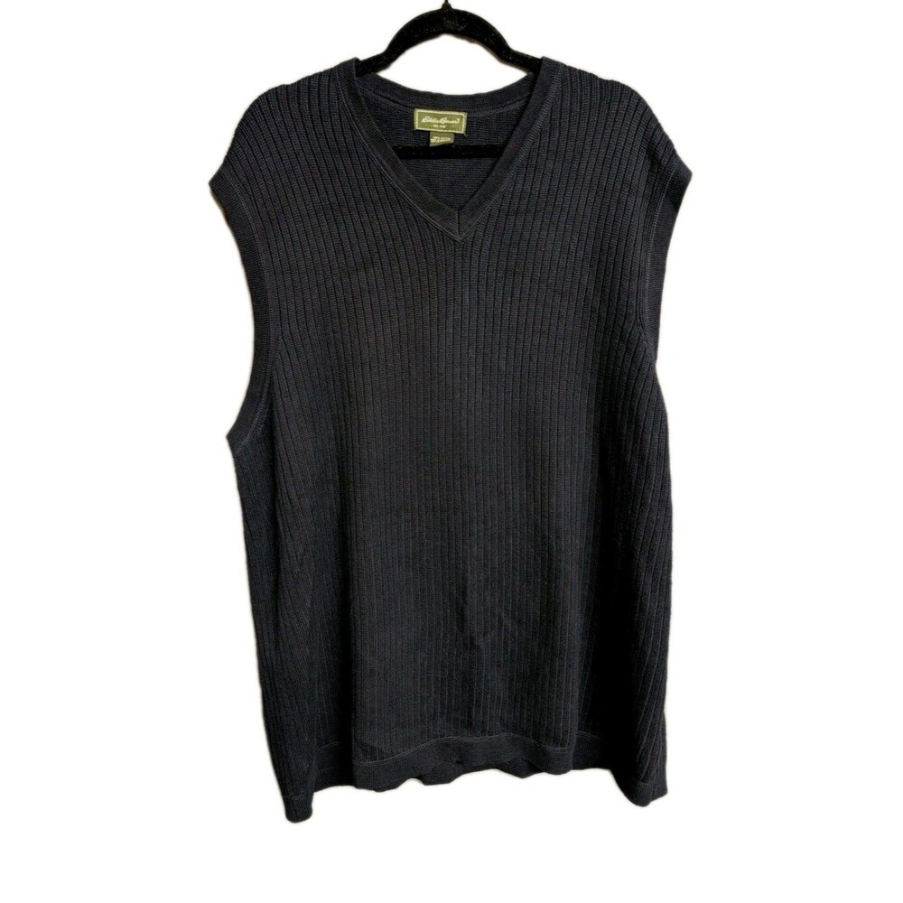 Eddie Bauer Sweater Vest Men’s Size XXL TALL Dark Blue V-Neck Preppy Church